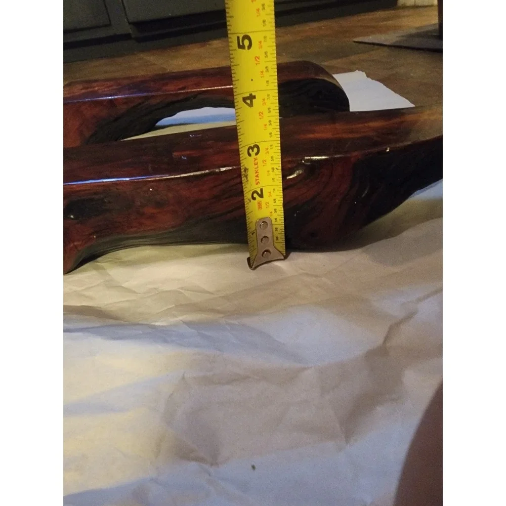 Vintage Set Of 2 Live Edge Red Wood Wall Mounted Floating Mantel Shelves Burl
